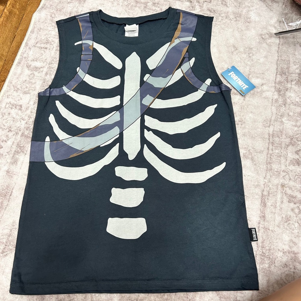 Fortnite Skull Trooper Costume Tank Top Spirit Halloween Adult Small Cosplay C8